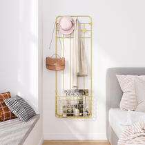 Household coat rack wall hanging non-perforated wall rack bedroom clothes shelf iron light luxury porch hanger