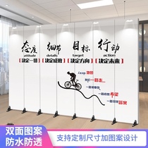 Custom company pattern LOGO screen partition living room entrance hotel office folding mobile background wall folding screen