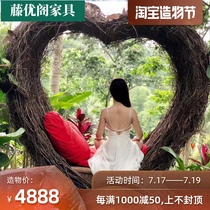 Outdoor scenic spot Birds nest swing Wedding shooting props Creative lying bed Net Red Bali B & B hanging basket Birds nest