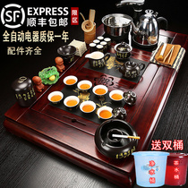 Kung Fu tea set home living room solid wood tea tray full automatic simple office meeting ceramic bubble teapot