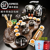Kung Fu tea set set fully automatic whole set of water tea tray tea table household living room ceramic teapot tea cup