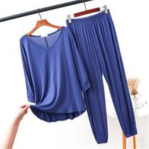 Modal pajamas female 2021 new spring and autumn long-sleeved trousers home clothes summer thin models can be worn outside two-piece set