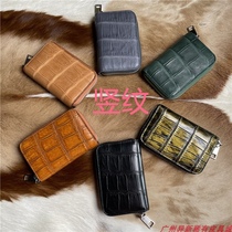 Multifunction Multi-Position Avocado Leather Sleeve Vertical zipped Pack Durable Wear Genuine Leather Zero Wallet Driving License Color