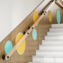  Kindergarten non-slip wooden handrail stair handrail Simple modern household childrens European-style solid wood indoor corridor attic
