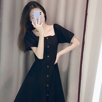 Balloon Flower Style Heben Small Black Dress Square Collar Collar Dress Woman Temperament Salt Can Be Sweet Super Fairy Little Sublian Dress