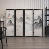 Screen folding mobile blocking office living room entrance simple modern classical landscape new Chinese log partition