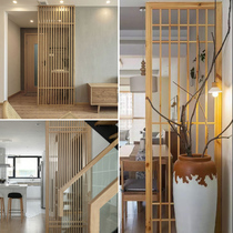 New Chinese style living room solid wood grille Modern Japanese light luxury door screen Indoor entrance partition wall lattice