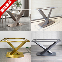 Italian rock board table leg marble square table leg stainless steel metal table rack leg bracket custom