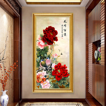 5d diamond painting full diamond living room Peony flowers open rich entrance vertical version of diamond cross stitch 2021 new diamond embroidery