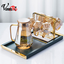 High-end glass large-capacity water cup household cup set cold water cup high temperature resistant cold water pot Nordic creativity