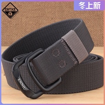 New outdoor summer double ring buckle elastic nylon elastic belt mens tide casual belt canvas woven belt women
