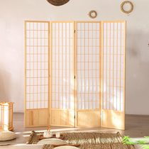 Solid wood Japanese-style screen folding mobile partition living room baffle live broadcast wooden block home bedroom simple and modern