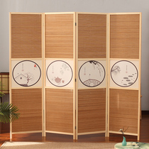 Chinese screen partition Mobile folding screen folding partition Folding living room Simple modern solid wood office screen