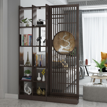 New Chinese screen partition Living room solid wood hollow floor fence Bedroom block household brake entrance cabinet