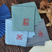 Handkerchief men and women cotton cotton embroidery seal name custom ancient sweat towel handkerchief birthday gift