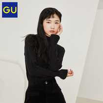 GU Jiyou Women's Rib Two-lapel T-shirt Autumn New Multicolor Long Sleeve T-shirt Women Slim Base 329269