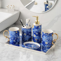 Nordic light luxury bathroom four or five piece set bathroom ornaments cylinder American ceramic toothbrush gargle Cup wash set