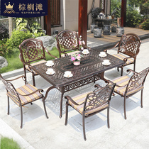 Cast Aluminum Outdoor Table And Chairs Combo Outdoor Villa Garden Outside Pendulum Chair Patio Open Air Casual Table And Chairs Suit Nordic