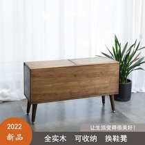 Full solid wood changing shoes stool Home doorway minimalist modern storage Makeup stool in door bench containing manufacturer Direct sale
