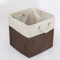 Hot sale linen splicing foldable storage box with cotton rope handle toy storage basket daily necessities finishing basket