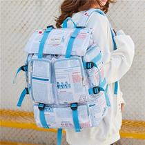 ER schoolbag female oversized backpack travel backpack multifunctional leisure travel bag space Blue theme