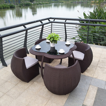Outdoor table and chairs patio open air with umbrella outdoor garden waterproof sunscreen Rattan Weave Balcony Casual Chair Subnet Red Rattan Chair