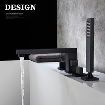 Kashitto full copper black bathtub faucet cylinder side Type embedded wall type extended split bathtub shower set