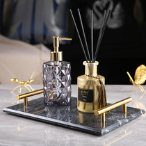 Bathroom decoration ornaments Home model room Light luxury bathroom Marbled rectangular tray Household European-style
