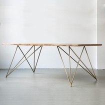 Modern simple solid wood conference table long table industrial wind rectangular desk computer desk negotiation table and chair combination