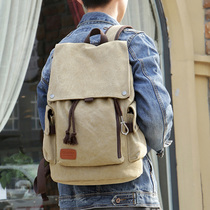 Retro mens backpack casual shoulder bag mens trend canvas large capacity Travel Computer College student bag simple