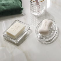 High-end crystal transparent glass bathroom soap box light luxury toilet soap tray round New ins premium