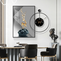 Modern Creative Watch Living Restaurant with Bell Light Luxury Wall Wall Combination Froud Drawing Mute Clock