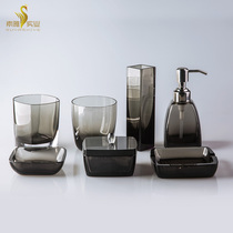 Hotel black crystal glass bathroom set soap bottle soap dish bath salt jar vase ashtray water Cup