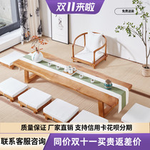 Japanese-style solid wood tatami tea table tea table coffee table simple Zen low sitting long table log tea table floating window table Kang