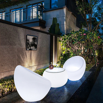 LED Luminous Outdoor Balcony Casual Table And Chairs Combo Net Red Patio Light Extravagant Outdoor small table and chairs Three sets