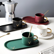 Coffee cup saucer with spoon European pottery tea cup breakfast cup afternoon tea tea cup saucer custom porcelain light luxury suit creative
