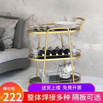 Mobile wrought iron dining car tea cart trolley household wine truck cake trolley snack car hotel delivery car