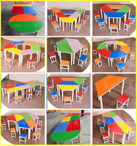 Trapezoidal Table Color Combined Table Splicing Strip Table Semicircle Table Coaching Class Training Fine Art Table View Table Hexagon Table