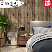 Retro 3D imitation wood grain wood industrial wind wallpaper self-adhesive hotel restaurant background wall waterproof refurbished sticker