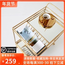 Nordic modern home mobile dining car multifunctional hotel trolley wrought iron four-wheeler storage trolley