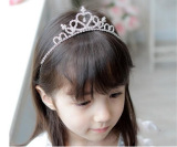 Children's rhinestone crown princess Korean headdress bride wedding crystal headband baby girl birthday show hairpin