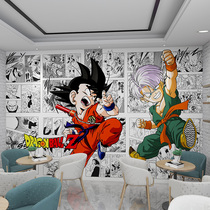 3d Japanese black and white manga Dragon Ball wallpaper dormitory Naruto one picture background milk tea shop childrens room wallpaper