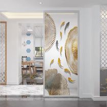 Light luxury modern simple mobile living room glass screen partition decoration Bedroom block household entrance light transmission