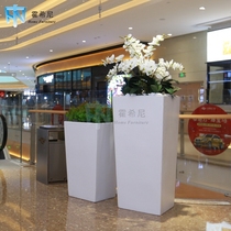Square FRP flowerpot sales office hotel floor-to-floor combination flower cylinder shopping mall opened beautiful Chen vase green plant ornaments