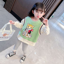 2021 autumn new girl two-piece set Spring and Autumn female baby Foreign Air clothes children Korean Fashion Net red set