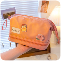 Japan dry and wet separation cosmetic bag large capacity travel portable girl heart cute portable washing bag