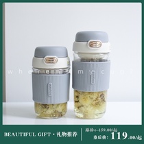 saylee Xiaoli Ms. Light Luxury Double Drinking Glass Gift Box Portable Creative Coffee Straw Cup Gift