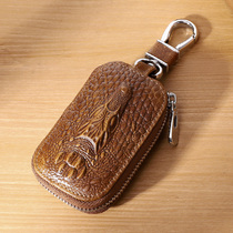 Real Cow Leather Crocodile TatXX_ENCODE_CASE_CAPS_LOCK_Off Car Key Bag Protective Sleeve Male And Female Universal Minimalist Zip Type Mini Waist Padlock Spoon Bag