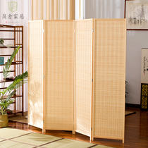 Screen partition Chinese pastoral bamboo folding screen to cover simple modern office living room bedroom porch folding movement