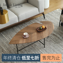 Printing color home Modern simple leaf coffee table small apartment living room creative Net red ins minimalist walnut tea table